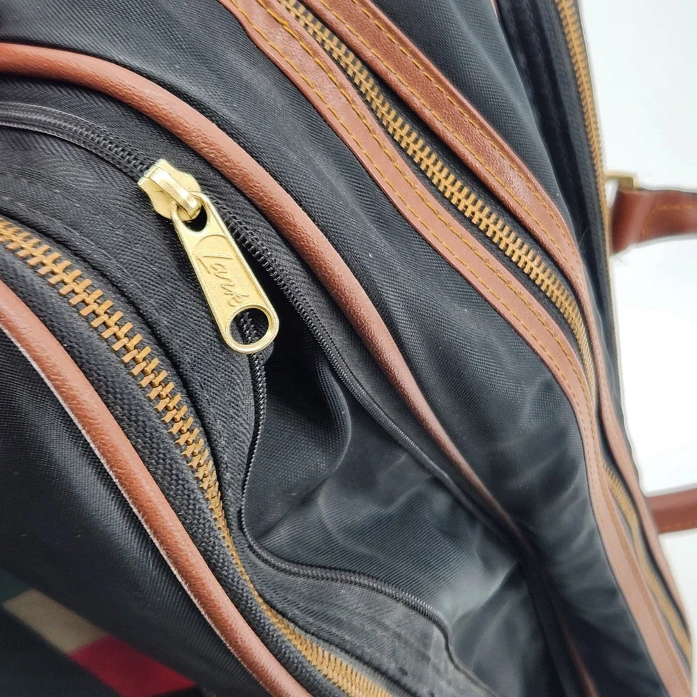 Vintage Lark Travel Bag Set Duffel Weekender Carry On Retro Stripe Luggage